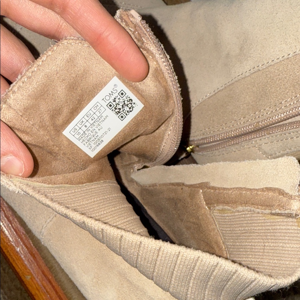 TOMS Women's Sadie Wedge Booties Beige Ankle Boots - Picture 8 of 14
